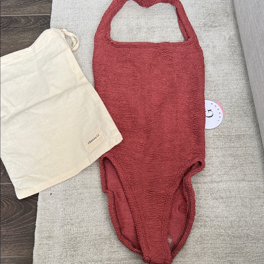 Hunza G Rust Halter One-Piece Swimsuit
